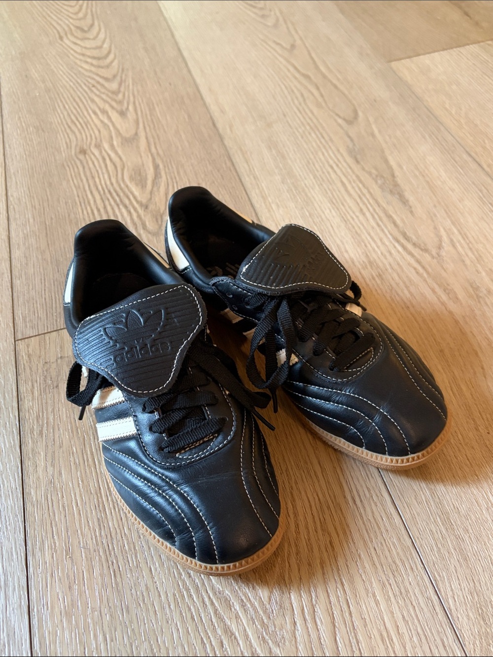 adidas Men’s Black with White Stripes Indoor Athletic Shoes
